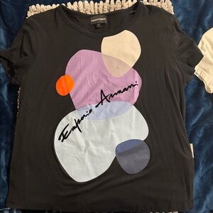 Emporio Armani Black Tee with Abstract Design